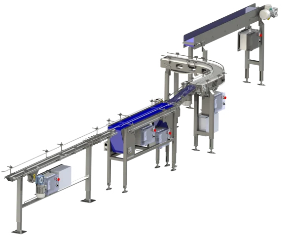 Ligne d&rsquo;Etiquetage avec Détecteur à Métaux et Trieuse Pondérale