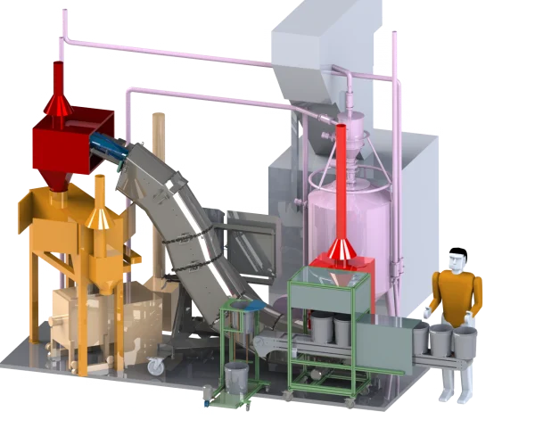 Ligne de recyclage de dosettes pour machines à laver