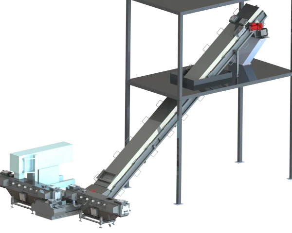 Convoyeur à taquets pour produits chauds