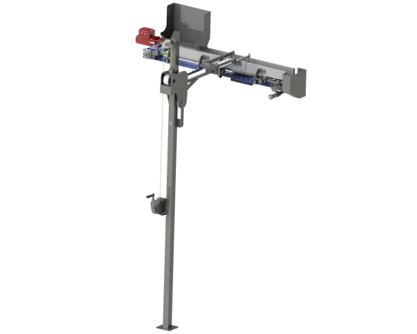 Convoyeur sur mât avec treuil de réglage en hauteur
